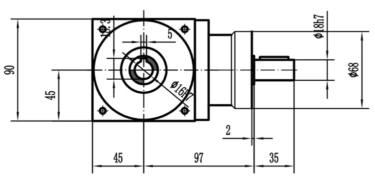 HDA09系列換向器：HDA09-2：1-E外形安裝尺寸圖2
